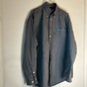 Cinch Long Sleeve Button Up Brown Plaid Western Cowboy Shirt. Size L